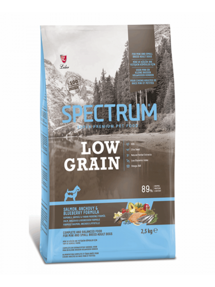 SPECTRUM LOW GRAIN MINI / SMALL ADULT SALMON ANCHOVY & BLUEBERRY 2.5KG
